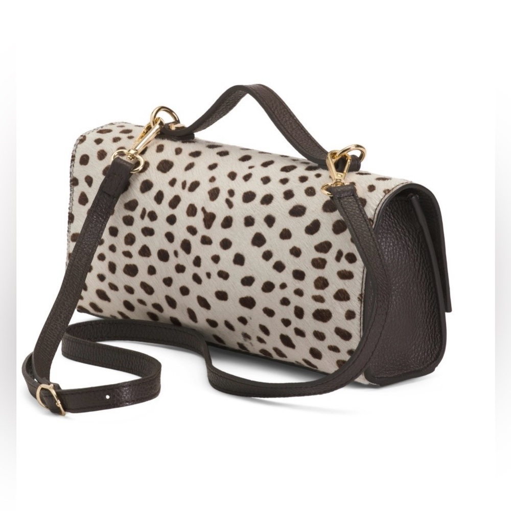 Divina Firenze leather spotted Dalmatian clutch/crossbody. Made in Italy.